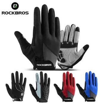 ROCKBROS Ветрозащитные Велосипедные перчатки с сенсорным экраном Велосипедные перчатки противоскользящие MTB дорожный велосипед Мото Перчатки для верховой езды для мужчин и женщин