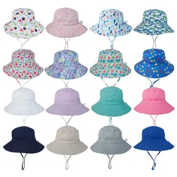 Детская Широкополая шляпа с защитой от ультрафиолета для 0-8 лет, ушная накладка на шею, Широкополая шляпа с регулируемым ремешком для подбородка, Пляжная кепка, Детская Солнцезащитная шляпа