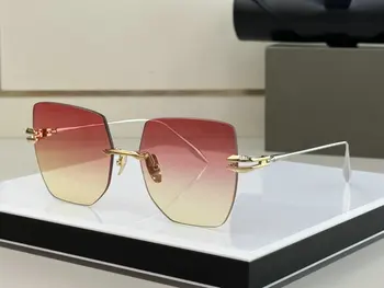 2023 Новые круглые солнцезащитные очки без оправы, брендовые дизайнерские солнцезащитные очки, женские трендовые розовые очки Lunette De Soleil, высококачественные металлические очки