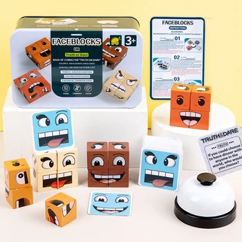 Игра с волшебным кубиком, меняющим лицо, игра-головоломка с выражением лица, Строительные блоки, игра на подбор рисунков, Обучающие пазлы, доска для игрушек