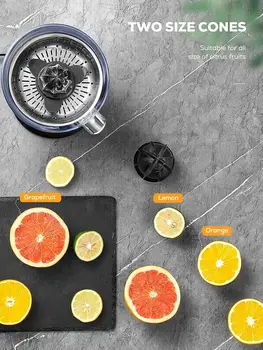 Соковыжималка, Соковыжималка для апельсинов с резиновой ручкой и конусами двух размеров, Бесшумная Моторная Соковыжималка мощностью 160 Вт для апельсинов, лимонов и гр