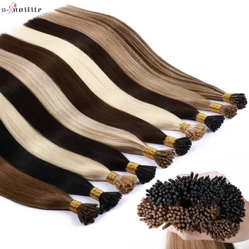 S-noilite 50шт I Tip Microlink Наращивание Волос 1 г/сек. Прямые Человеческие Волосы Fusion Keratin Micro Ring Stick Hair Pre-Bond Blonde