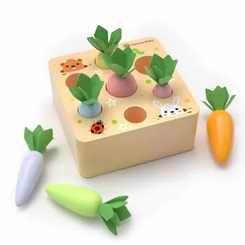 Отличная игрушка Монтессори для малышей 1-3 лет, игра в сбор урожая моркови, деревянная игрушка, подарки на день рождения для младенцев, малышей, детей 12 месяцев