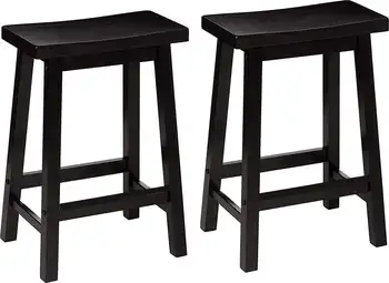 Набор деревянных стульев с сиденьем без спинки высотой до стойки, черный