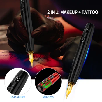 Беспроводная Татуировочная ручка Дермограф Для перманентного макияжа, Роторный пистолет для татуажа тела/бровей/век/губ