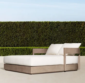 Деревянный садовый диван из тикового дерева на открытом воздухе устанавливает кушетку шезлонг мебель для шезлонга