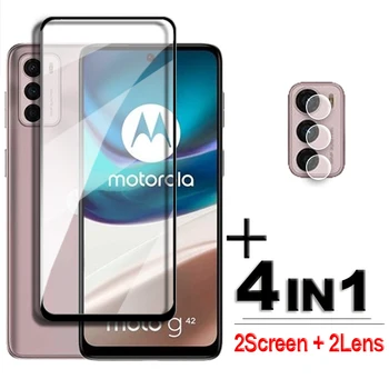 4в1 Для Motorola Moto G42 Стекло Moto G42 Закаленное Стекло 2.5 D Защитная Пленка для экрана с Полным Покрытием Moto G42 Пленка Для объектива 6,4 Дюйма