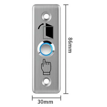 Светодиодная подсветка, Кнопка выхода из нержавеющей стали, Кнопка открывания датчика двери для контроля доступа-Серебристый