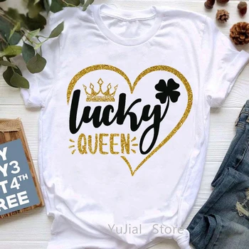 Новая Летняя Модная Золотая Футболка Lucky Queen с графическим принтом, Женская одежда, Корона, Леопардовая Розовая Футболка Love, Женская футболка