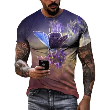 Летние модные повседневные футболки с изображением ретро-бабочки, 3D Забавная мужская уличная одежда, Футболки с коротким рукавом в стиле Харадзюку, одежда