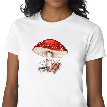 летняя женская футболка с коротким рукавом и принтом розовых грибов для девочек, забавная футболка, женская одежда tumblr, топы, футболка