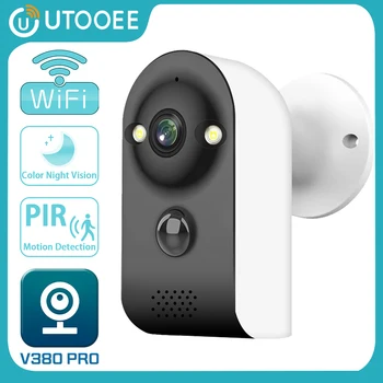 UTOOEE 5MP Батарея WIFI Камера 120 Широкоугольный аккумулятор 5000 мАч PIR Обнаружение Движения IP-камера видеонаблюдения V380