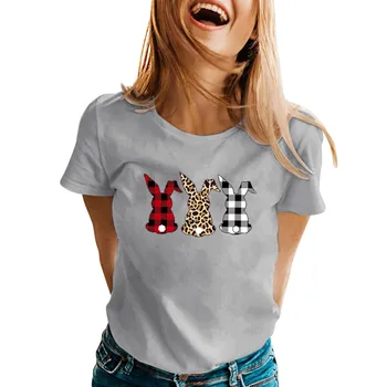 Женская весенне-летняя футболка с короткими рукавами и круглым вырезом с пасхальным принтом, пуловер в стиле Ретро, Повседневная