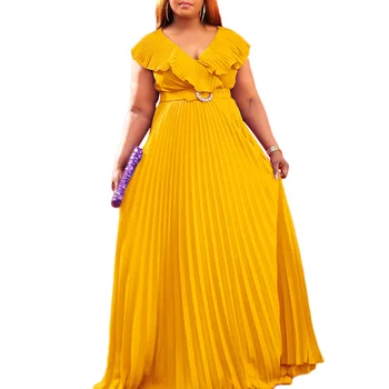Африканские платья для Женщин 2023, Летний Модный Стиль, Африканское Женское Длинное платье из Полиэстера Без рукавов, Макси-платье S-3XL С Поясом