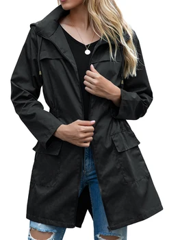 Женская Водонепроницаемая дождевик с капюшоном, легкая ветровка, пальто, уличный тренч, Упаковываемый дождевик
