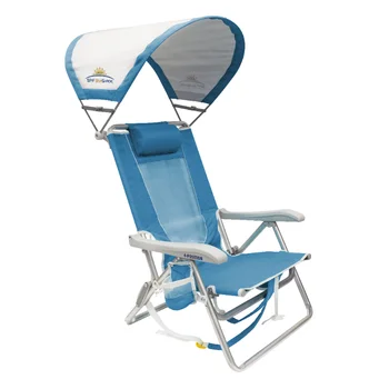 Пляжный стул с рюкзаком от солнца GCI, Saybrook Blue, Пляжный стул для взрослых, уличный стул для кемпинга
