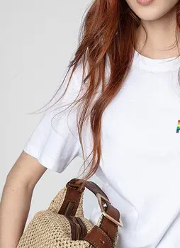 Женская футболка с круглым вырезом и буквенным принтом, Радужная градиентная футболка с коротким рукавом, Хлопковая Повседневная футболка