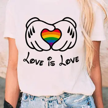 Футболка с изображением радуги Love is Love, футболка с героями мультфильмов 