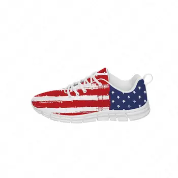 Винтажные Кроссовки с Американским Флагом США, Мужская Женская Повседневная обувь для подростков, Парусиновая обувь для бега, Дышащая Легкая обувь