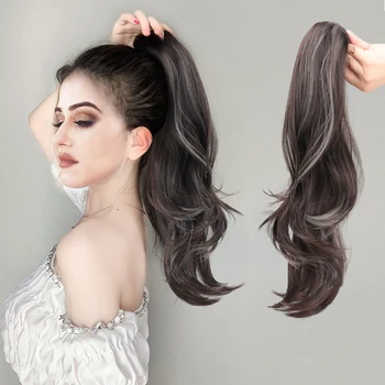 AOSI Синтетический длинный волнистый Зажим для наращивания волос в виде конского хвоста, подчеркивающий парик, Зажим в волосах, термостойкие парики для женщин