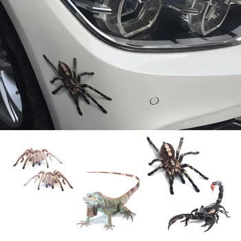3D наклейка на автомобиль с пауком, Ящерицей, Скорпионом, 3D животный узор, наклейка на окно автомобиля, зеркало, бампер, декор, водонепроницаемость, высокая липкость