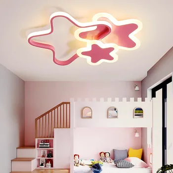 Светодиодный потолочный светильник Moon Star для комнаты Мальчиков и девочек, Лампы для украшения детской спальни, Белый, Розовый, Детская, Потолочное освещение для детской комнаты