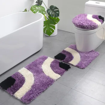 Коврик для ванной в геометрическом стиле, Прямоугольный Коврик для ванной, Набор ковриков для унитаза из трех частей, Водопоглощающий коврик для ванной, tapis de bain