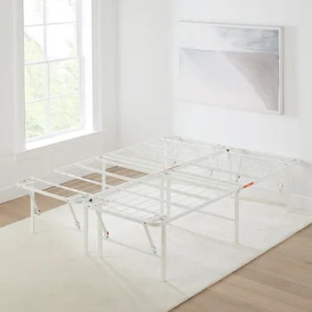 Каркас кровати Mainstays Высокопрофильный складной стальной на полной платформе, белая мебель для спальни, кровати ， Полная /двухместная /с кроватью размера 