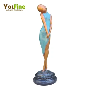 Классическая женская статуя, Бронзовая Женская скульптура С мраморным основанием, высококачественные художественные поделки для украшения домашнего офиса, орнамент