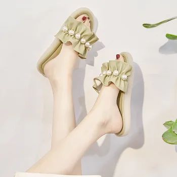 2022 Кожаные тапочки для женщин, летом носящие мягкую пляжную обувь из сухожилий HAO-016