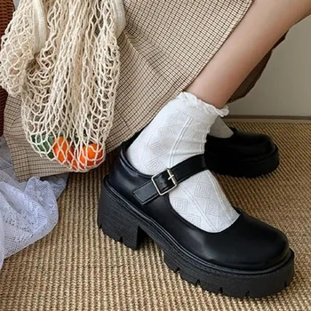 Весенне-летние женские туфли-лодочки 2023, Корейский стиль, туфли Мэри Джин с ремешком и пряжкой, милые простые женские туфли-лодочки, подходящие по темпераменту