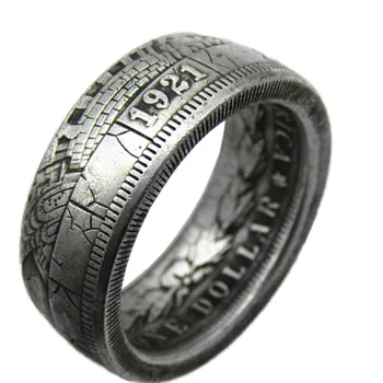 Hobo 1921 Morgan Серебряное кольцо с монетой в виде доллара из медно-никелевого сплава ручной работы, Размеры 8-16