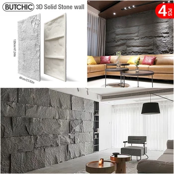 4 шт имитация камня высотой 120x60 см, 3D наклейки на стены, обои с каменным рисунком, настенное покрытие для гостиной, 3D настенная панель, плесневая плитка