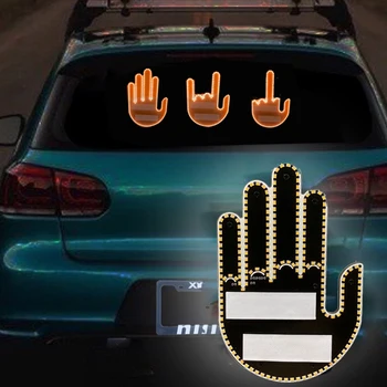 Jdm Забавный Палец Рука Световые Знаки Лампа Жест Средним Пальцем Наклейка на Автомобиль Светящаяся панель Для Универсального гоночного окна Палец
