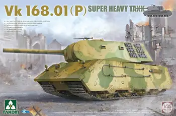 Комплект пластиковых моделей сверхтяжелого танка Takom 2158 1/35 VK.168.01 (P)