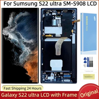 Оригинальный ЖК-дисплей с рамкой, дигитайзер с сенсорным экраном в сборе, Samsung Galaxy S22 Ultra 5G, SM-S908, 6,8 