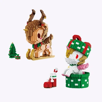 Забавное сказочное существо, Рождественский Единорог, Строительные кирпичи, Микро-Алмазный блок, Рождественские подарки, Лошадиные Нанобрикеты, Развивающие игрушки
