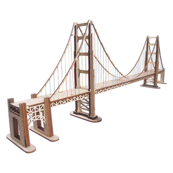 Diy Деревянная головоломка Ручной Сборки Модель Подвесного моста Сан-Франциско Характерная достопримечательность Мост Золотые Ворота