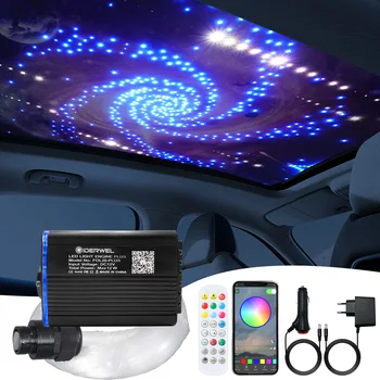 Умный автомобильный светодиодный волоконный светильник Bluetooth APP RGBW с мерцанием и двигателем падающей звезды, а также с радиочастотным управлением для театрального потолочного освещения
