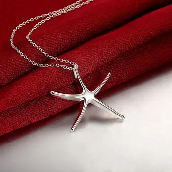 Ожерелье из стерлингового серебра 925 пробы для женщин с подвеской в виде морской звезды 18 дюймов, рождественские подарки, высококачественные модные вечерние украшения