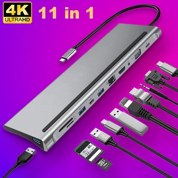 Док-станции для ноутбуков USB C Type-C концентратор к HDMI адаптеру 4K Thunderbolt 3 USB 3.1 3.0 для MacBook Pro Air M1 док-станция type c