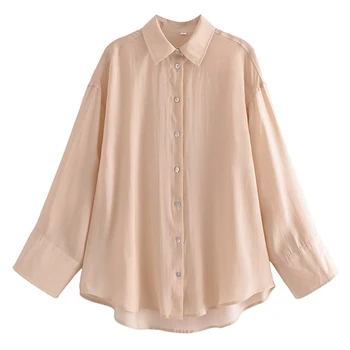 Maxdutti 2023, Летняя Офисная Женская Простая Блузка, Женская Модная Однотонная Свободная рубашка, Топ