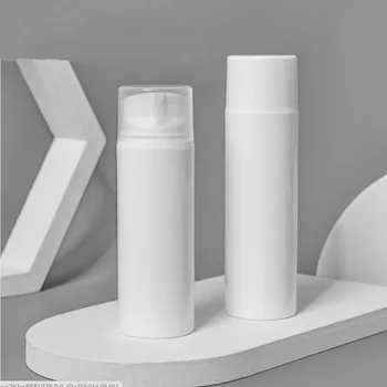 Белая пластиковая безвоздушная бутылка 120 мл, белая/прозрачная крышка для упаковки лосьона/эмульсии/сыворотки/крема/отбеливающей жидкости/основы