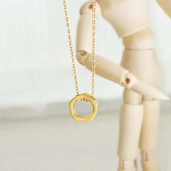 Amaiyllis 18-каратное золотое ожерелье с шестигранной Цепочкой на Ключицу, Модное Романтическое ожерелье для пары в подарок