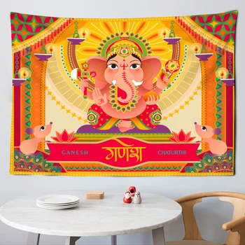 Индивидуальные Гобелены с индийской Мандалой в виде слона, Настенный декор, Пляжное полотенце, украшение для гостиной, спальни