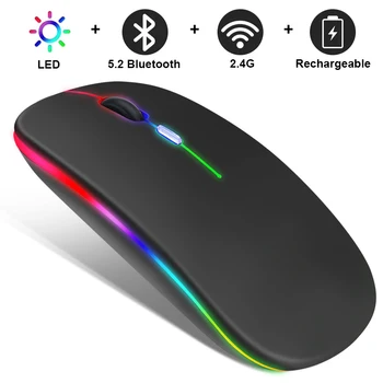 Беспроводная мышь RGB, Перезаряжаемые мыши Bluetooth, Беспроводная компьютерная мышь Mause со светодиодной подсветкой, Эргономичная игровая мышь для портативных ПК 1