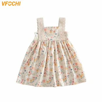 VFOCHI/Платье для девочек от 2 до 8 лет, Летняя детская одежда, Сарафан с цветочным принтом для маленьких девочек, Модная Детская одежда, Повседневное пляжное платье для девочек