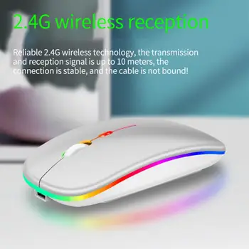 Беспроводная Мышь Femoro 2.4G Портативная Мобильная Офисная Мышь Бесшумная Эргономичная Мышь с Подсветкой для Портативных ПК iPad