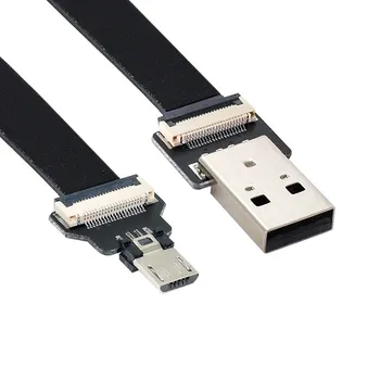 Плоский тонкий гибкий кабель для передачи данных Chenyang USB 2.0 Type-A от штекера Micro USB 5Pin для FPV