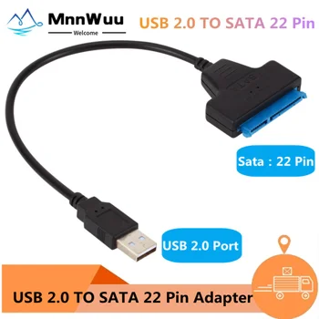 Кабель-адаптер USB SATA Sata-USB 2.0 Кабель-адаптер Поддержка 2,5-дюймового внешнего SSD HDD жесткого диска 22 Pin Sata USB 2.0-SATA